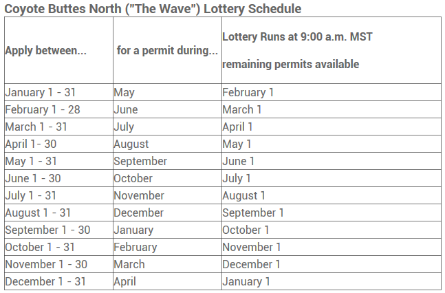 The Wave lottery schedule