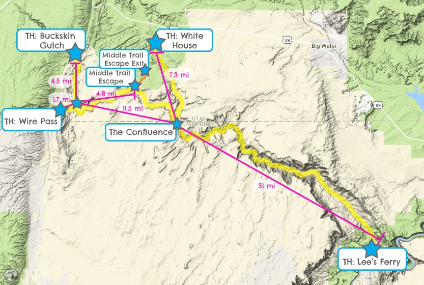 buckskin-gulch-paria-canyon-backpacking-map-distances