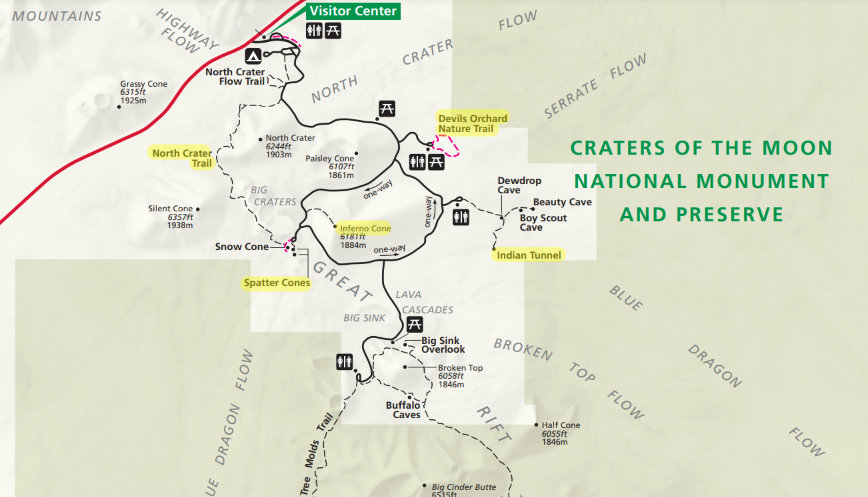 craters of the moon attractionsmap